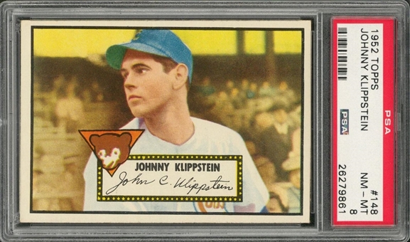 1952 Topps #148 Johnny Klippstein – PSA NM-MT 8